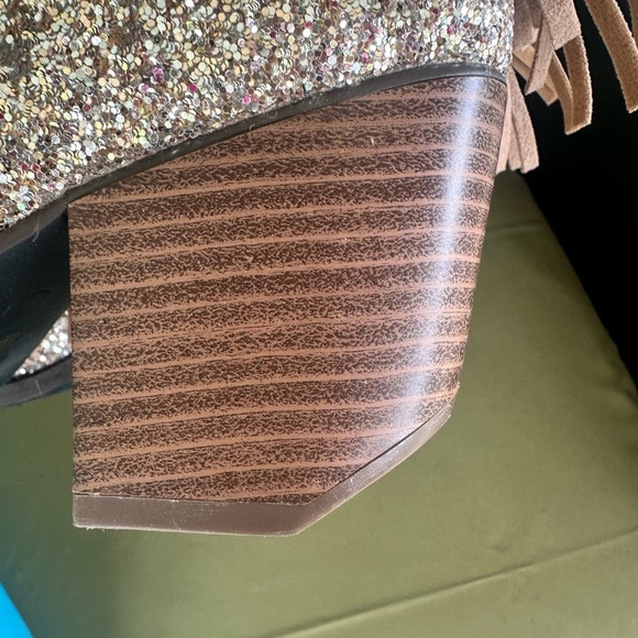 Fringe Glitter Ankle Boots - Silver and Tan - Picture 6 of 11